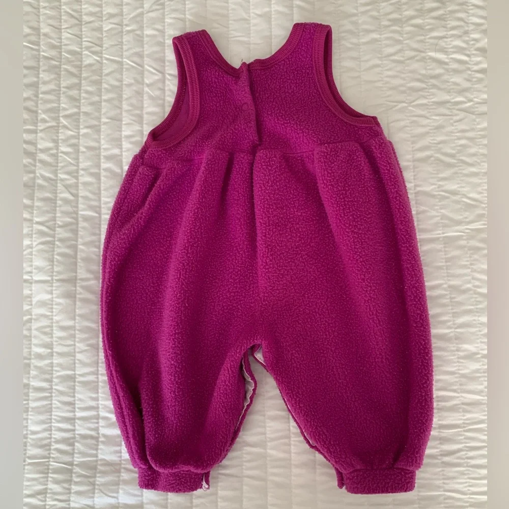 Vintage Carter's Baby Girls 3-6M Pink Floral Fleece Overalls & Shirt Set